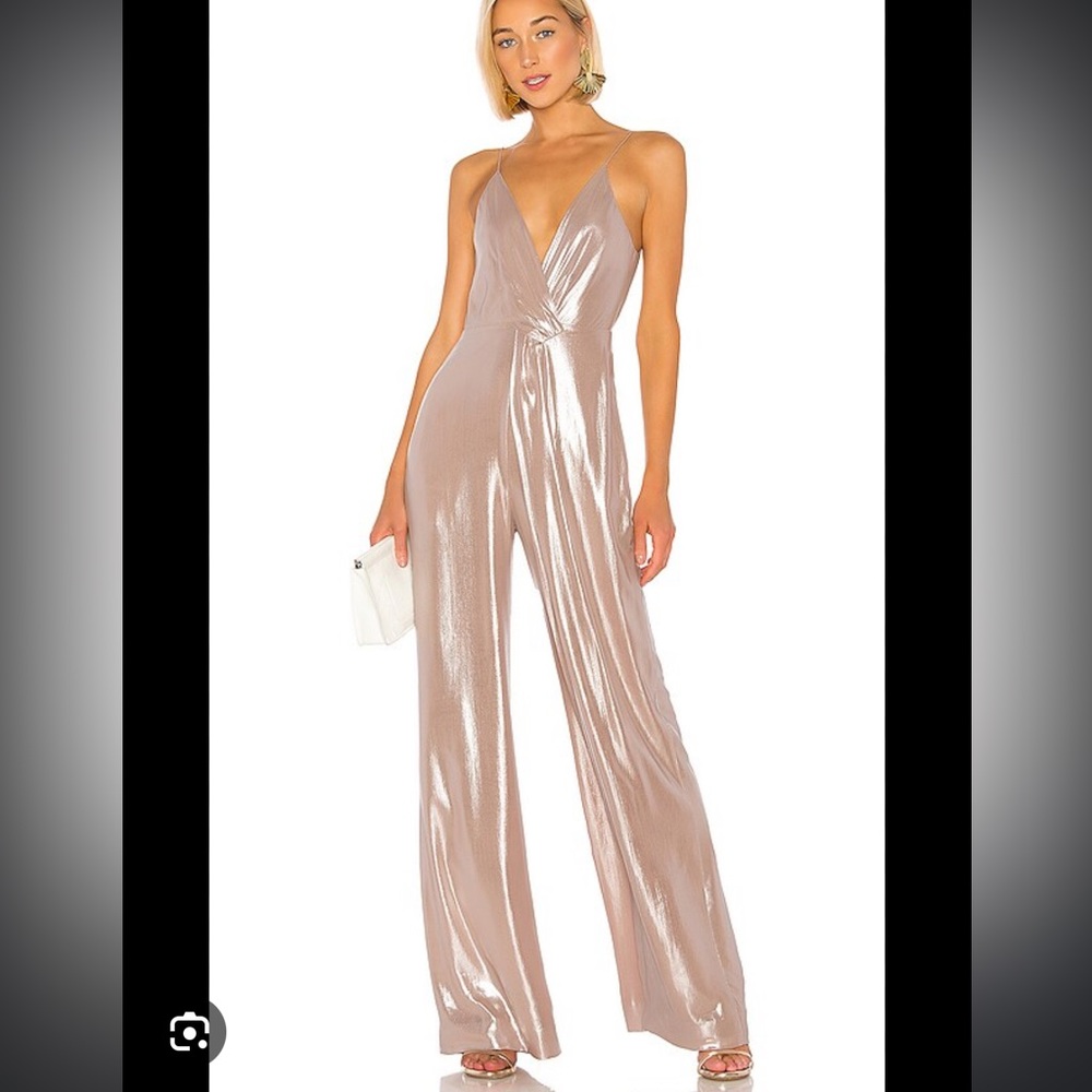 NWT Metallic Chiffon Tie Back Jumpsuit